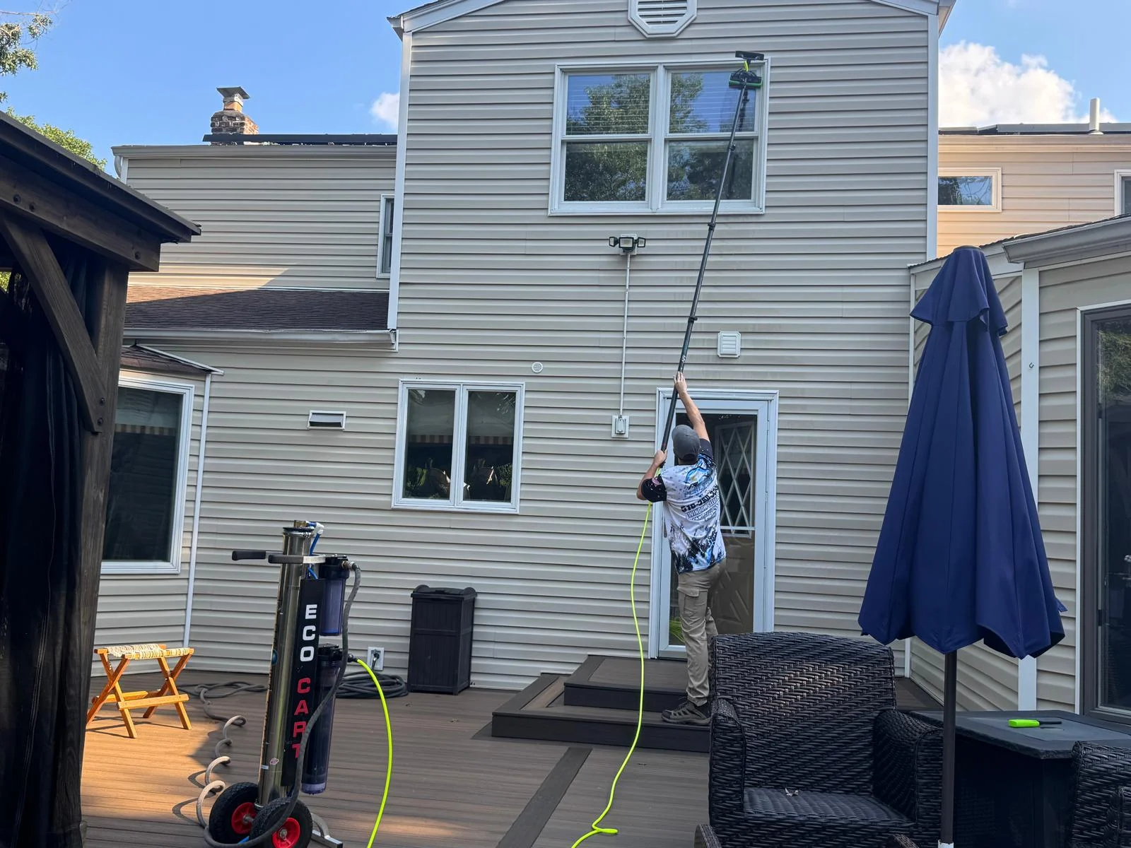 Pure H2O Eco Cart 0-TDS purified water system in action on residential deck